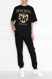 Черная хлопковая футболка с принтом Moschino
