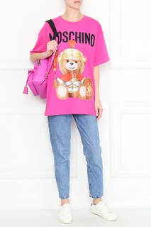 Малиновая футболка с принтом Roman Teddy Bear Moschino