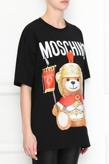 Черная футболка с принтом Roman Teddy Bear Moschino