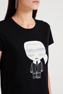 Черная футболка с принтом Ikonik Karl Lagerfeld