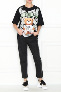 Черная футболка с принтом Dollar Teddy Bear Moschino