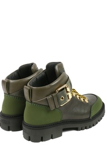 Ботинки из кожи Trekking Boot цвета хаки Moschino