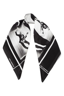Черный платок с графичными рисунками Karl Lagerfeld