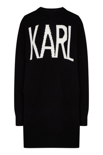 Черный джемпер с контрастной надписью Karl Lagerfeld