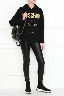 Черное худи прямого кроя с логотипом Moschino