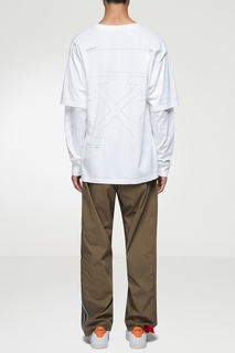 Белый лонгслив с двойными рукавами Off White