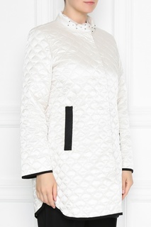 Белая удлиненная куртка с отделкой Marina Rinaldi