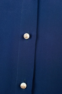 Синяя шелковая блуза с контрастной отделкой Gucci