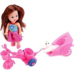 Кукла Карапуз Hello Kitty Машенька на велосипеде с прицепом, с аксессуарами 12 см