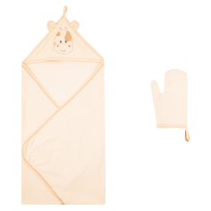 Комплект полотенце с уголком/рукавица Leader Kids 90 х 90 см Жирафик