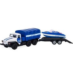 Набор Технопарк Урал полиция с лодкой на прицепе 12 см