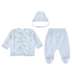 Комплект кофта/ползунки/чепчик Leo Меланж