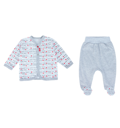 Комплект кофта/ползунки/чепчик Leo Меланж