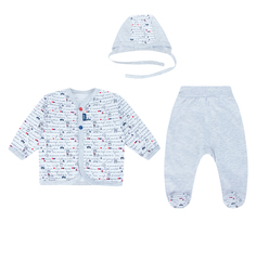 Комплект кофта/ползунки/чепчик Leo Меланж