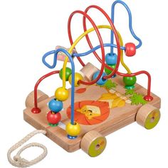 Каталка с веревочкой Мир Деревянных Игрушек Львенок, , 18 см