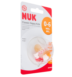 Пустышка Nuk Happy Kids латекс, 0-6 месяцев