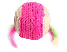 Игрушка для кошек Lion Manufactory из сизали с перьями, 7 см