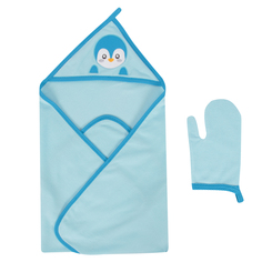 Комплект полотенце с уголком/рукавица Leader Kids 90 х 90 см Пингвиненок