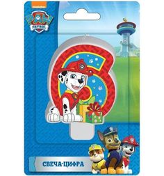 Фигурная свеча-цифра Paw Patrol №6 8 см