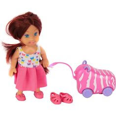 Игровой набор Игруша Кукла с розовым чемоданом 11 см