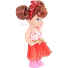Кукла Игруша красная юбка, розовый топ