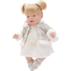 Кукла Arias Elegance с хвостиками, в платьице в мелкий горошек 28 см