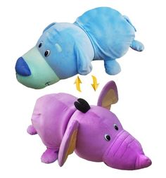 Мягкая игрушка Вывернушки 1Toy Голубой щенок-Сиреневый Слон 76 см