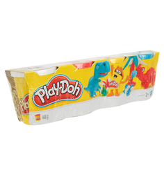 Набор для лепки из пластилина Play-Doh 4 банки белый красный желтый голубой