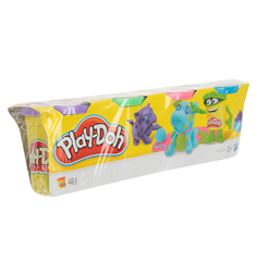 Набор для лепки из пластилина Play-Doh 4 банки фиолетовый зеленый розовый голубой