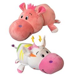 Мягкая игрушка Вывернушки 1Toy Радужная Зебра-Розовый Гиппопотам 76 см