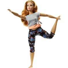Кукла Barbie Безграничные движения Шатенка в серой футболке