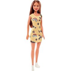 Кукла Barbie Стиль Желтое платье с радугой 29 см