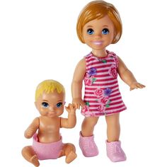 Кукла Barbie Братья и сестры с малышом в розовом подгузнике