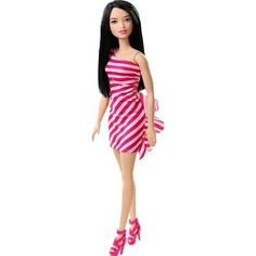 Кукла Barbie Сияние моды В розовом полосатом платье 28 см