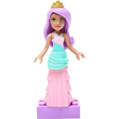 Кукла Mega Bloks Барби с фиолетовыми волосами с диадемой, 6 дет.