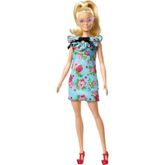 Кукла Barbie Игра с модой Голубое платье с розами 29 см