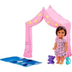 Игровой набор Barbie Игра с малышом розовый шатер/девочка брюнетка