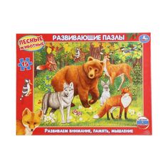 Пазл развивающий Умка в рамке Лесные животные 15 деталей 30*22*0,5см