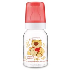Canpol Babies Бутылочка тритановая 120 мл Забавные животные с 3 мес., красный/мишка