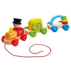 Каталка-игрушка Hape Triple Play Train (E0431) красный/зеленый/голубой/желтый