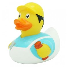 Игрушка для ванной FUNNY DUCKS Строитель уточка (1941) желтый/голубой/белый
