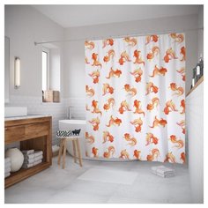 Штора для ванной JoyArty Желанная рыбка 180x200 белый/оранжевый