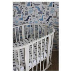 Sisters Care простыня на резинке круглая Серые звезды 75х75 см белый