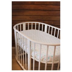 Sisters Care простыня на резинке овальная Бирюзовые звезды 75х125 см белый