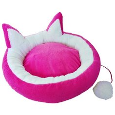 Лежак для кошек, для собак LOORI с ушками и хвостиком Z1798 49х49х12 см розовая
