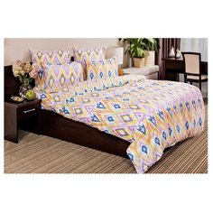 Постельное белье 2-спальное Ночь Нежна Икат 50 х 70 см сатин желтый/розовый/синий