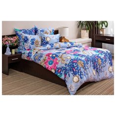 Постельное белье 2-спальное Ночь Нежна Сапфир 50 х 70 сатин голубой/синий/розовый