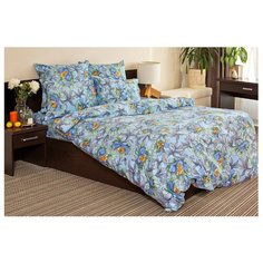 Постельное белье евростандарт Ночь Нежна Гули 70 х 70 см сатин голубой