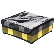 Vetta Кофр для хранения мелочей "Клетка" 16 ячеек с прозрачной крышкой 32x32x12см желтый/черный