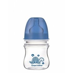 Canpol Babies Бутылочка антиколиковая с широким горлом 120 мл Яркие зверушки с 3 мес., синий